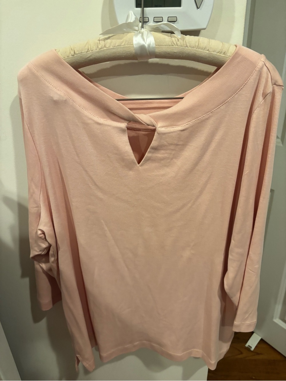 Chico's Blush Pink Keyhole Long-Sleeve Tee Size 3 Women’s XL (16)